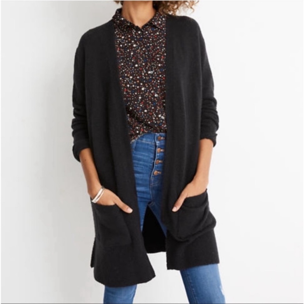 Madewell Kent Open Black Long cardigan sweater size small